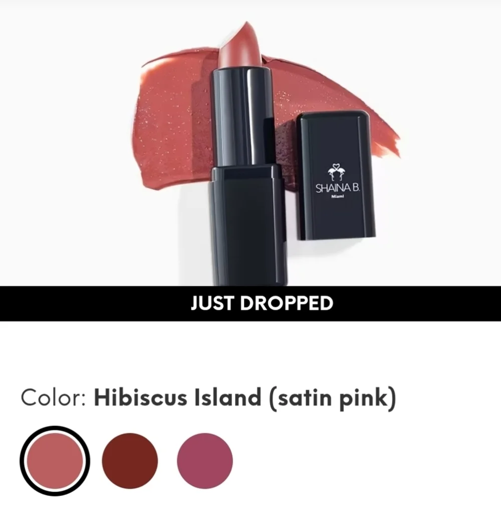 🩷 3/$1Shania B Miami Lipstick: HIBICUS ISLAND (satin pink) .10oz New Shade! NIB